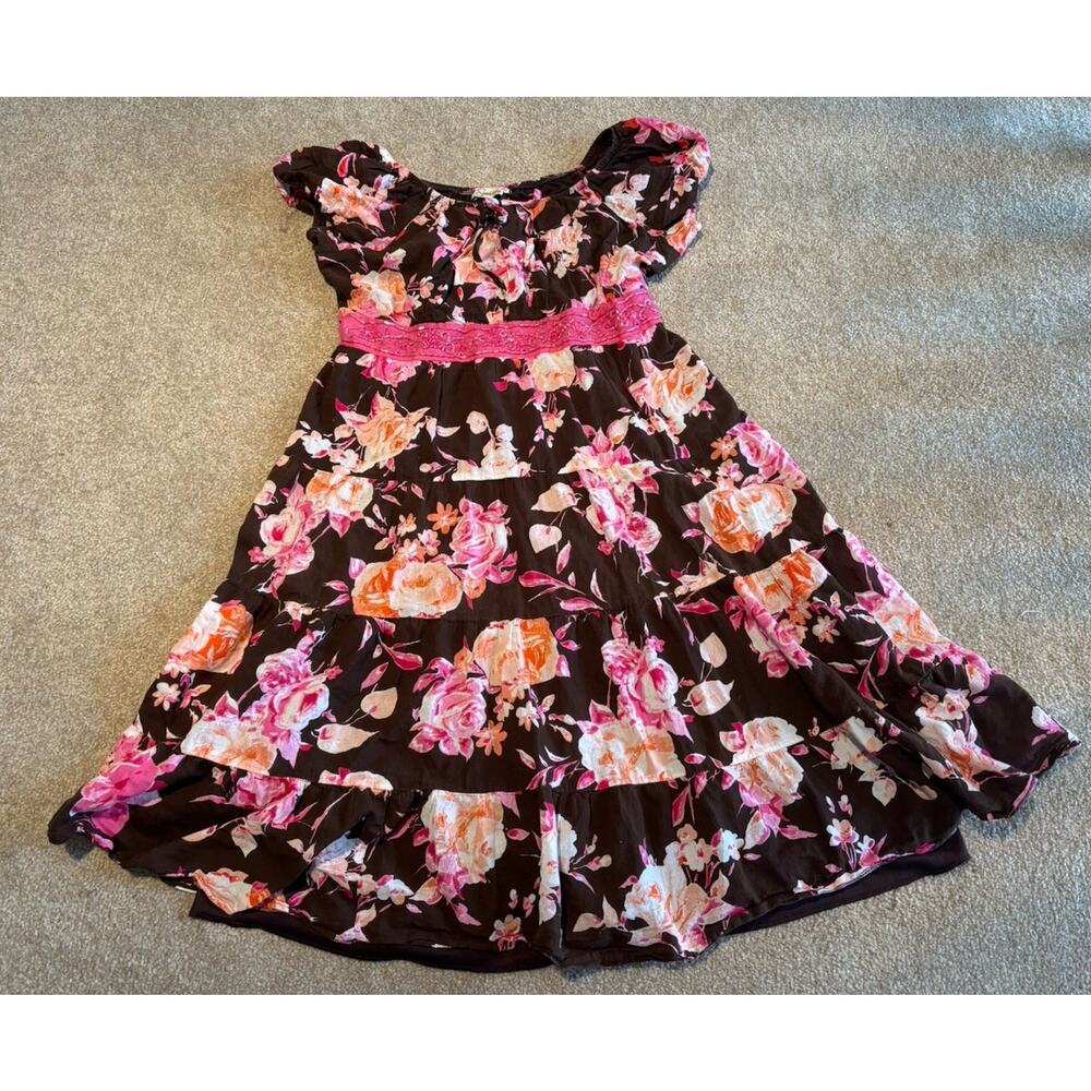 Y2K Speechless Brand Pink And Brown Dress With Beaded Belt Juniors Size 16